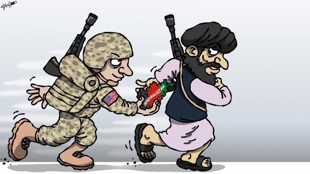 کارتون دوش امریکا و طالبان