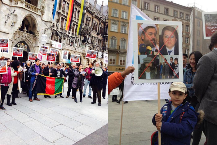 تظاهرات هواخواهان حزب همبستگی افغانستان در مونش آلمان جهت دادخواهی از خون شهید فرخنده